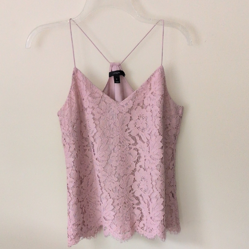 J. Crew Soft Pink Lace Tank Top